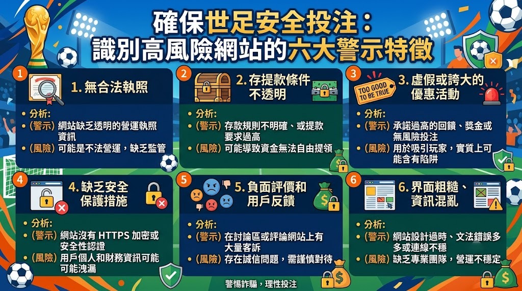 確保世足安全投注：識別高風險網站的六大警示特徵
